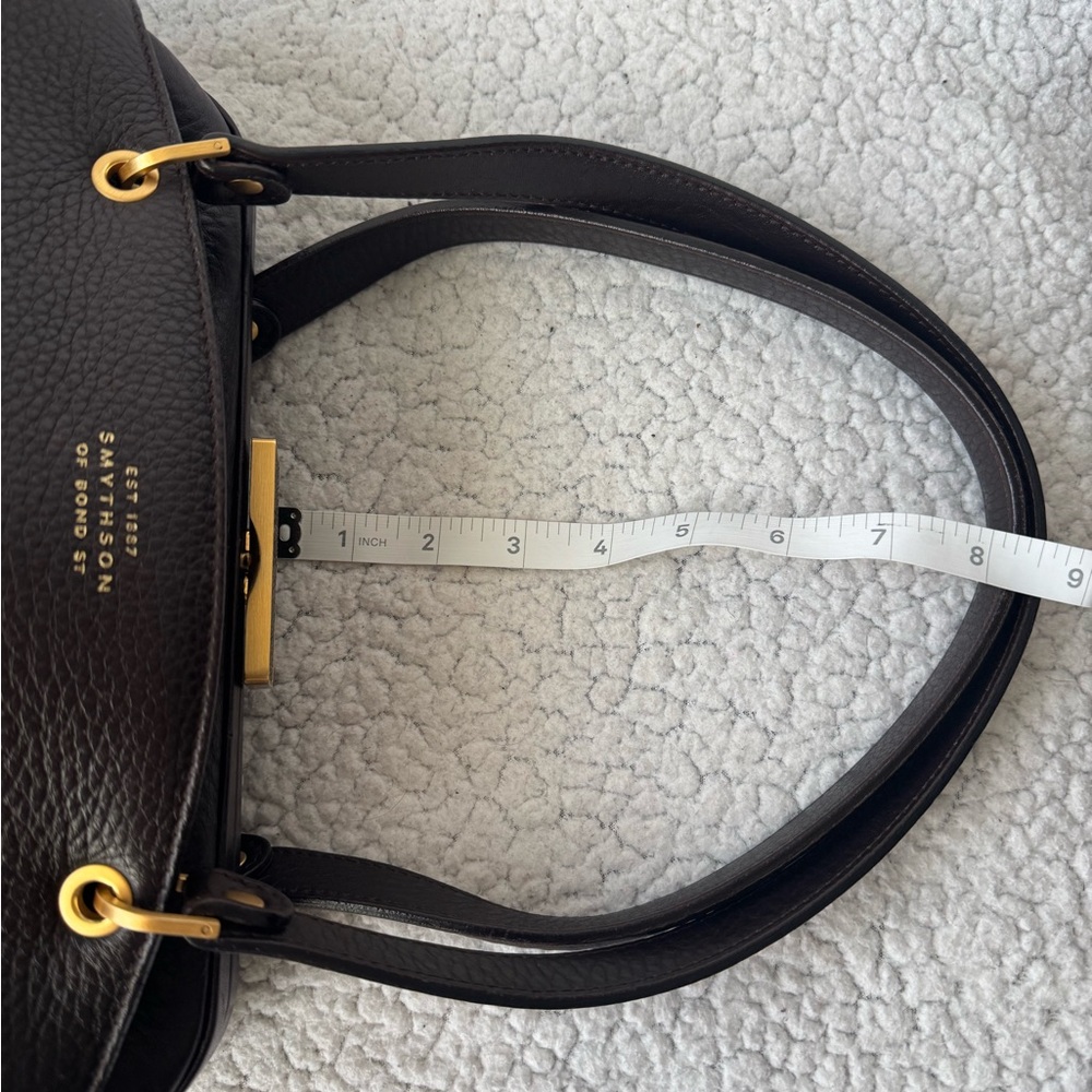Smythson of Bond Street Agatha Kiss Lock Shoulder Bag in Dark Chocolate - Picture 17 of 17